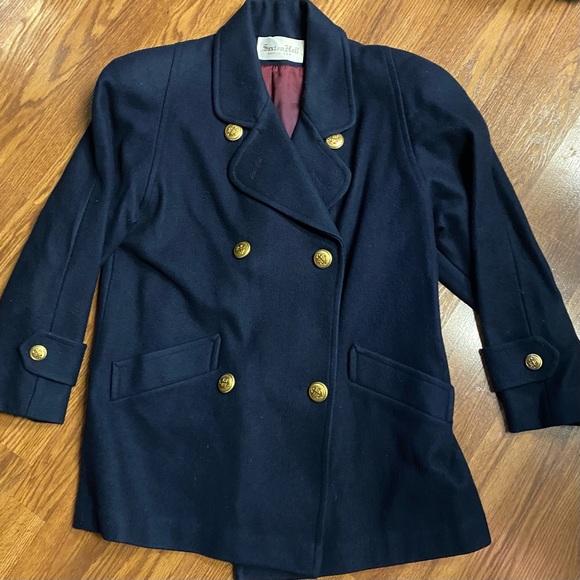 Vintage 70’s Navy Anchor Coat Wool Pea Coat Military Jacket - Picture 2 of 14